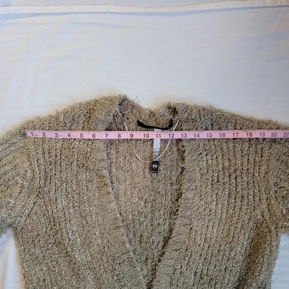 Kensie Soft Fuzzy Tan Open Front Cardigan Sweater Women's M - Picture 10 of 12